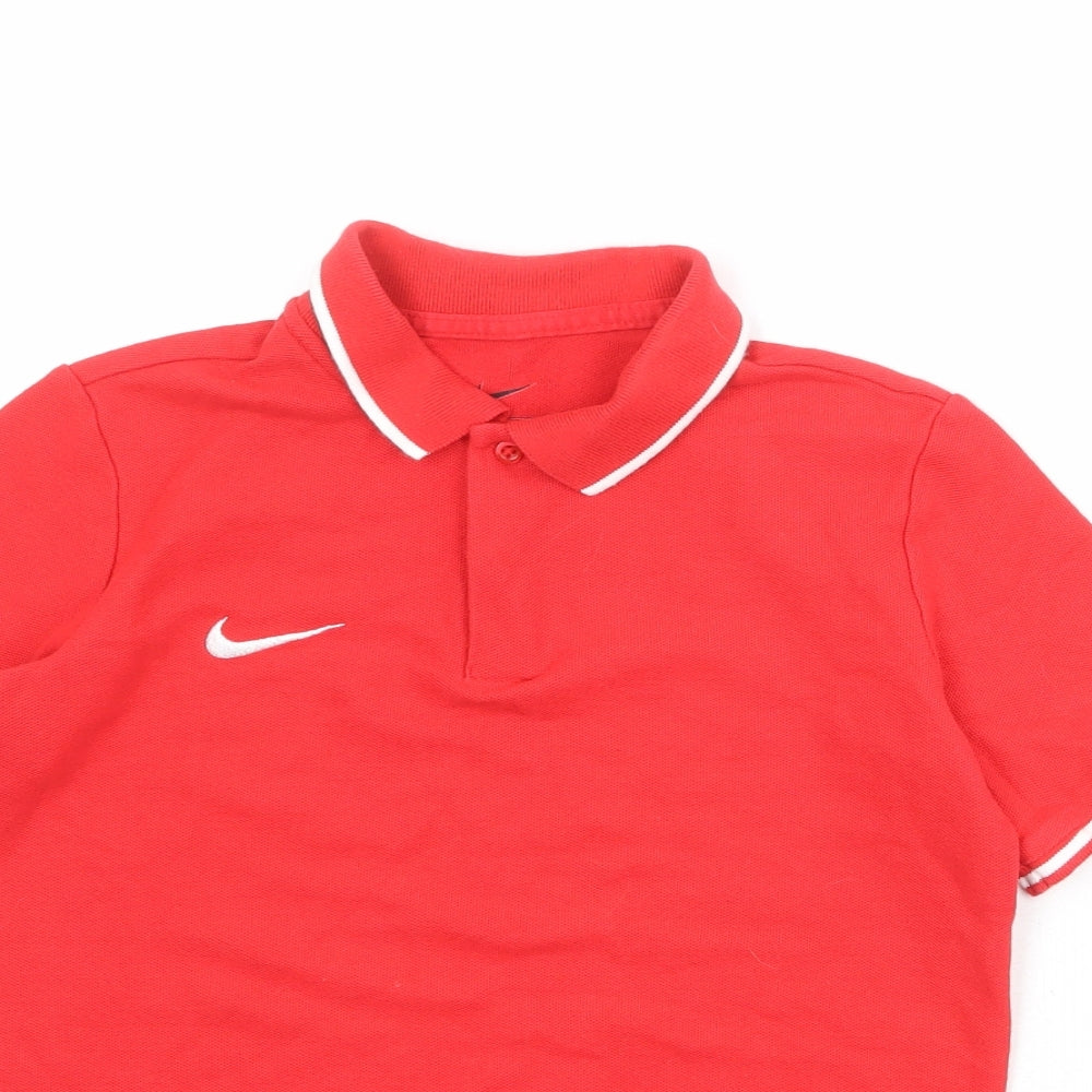 Nike Boys Red 100% Cotton Pullover Polo Size M Collared Button