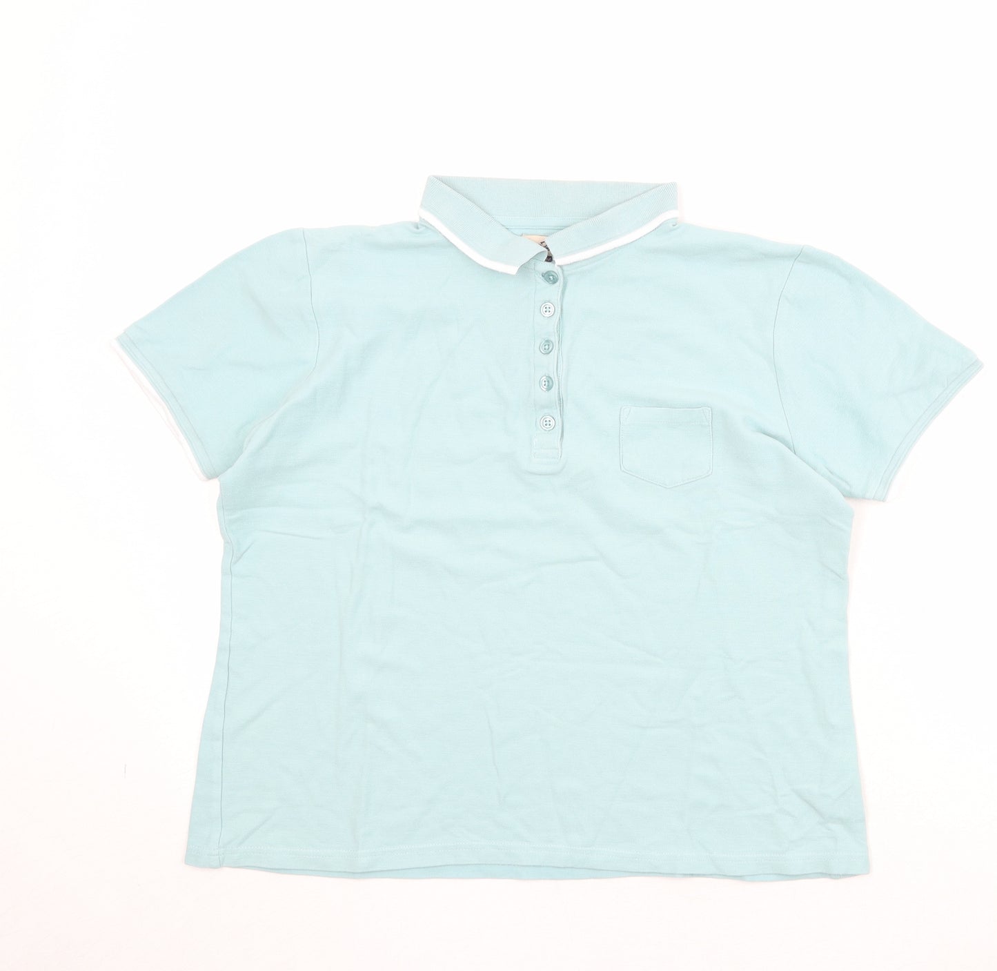 Arista Womens Blue 100% Cotton Basic Polo Size 12 Collared - Size 12/14