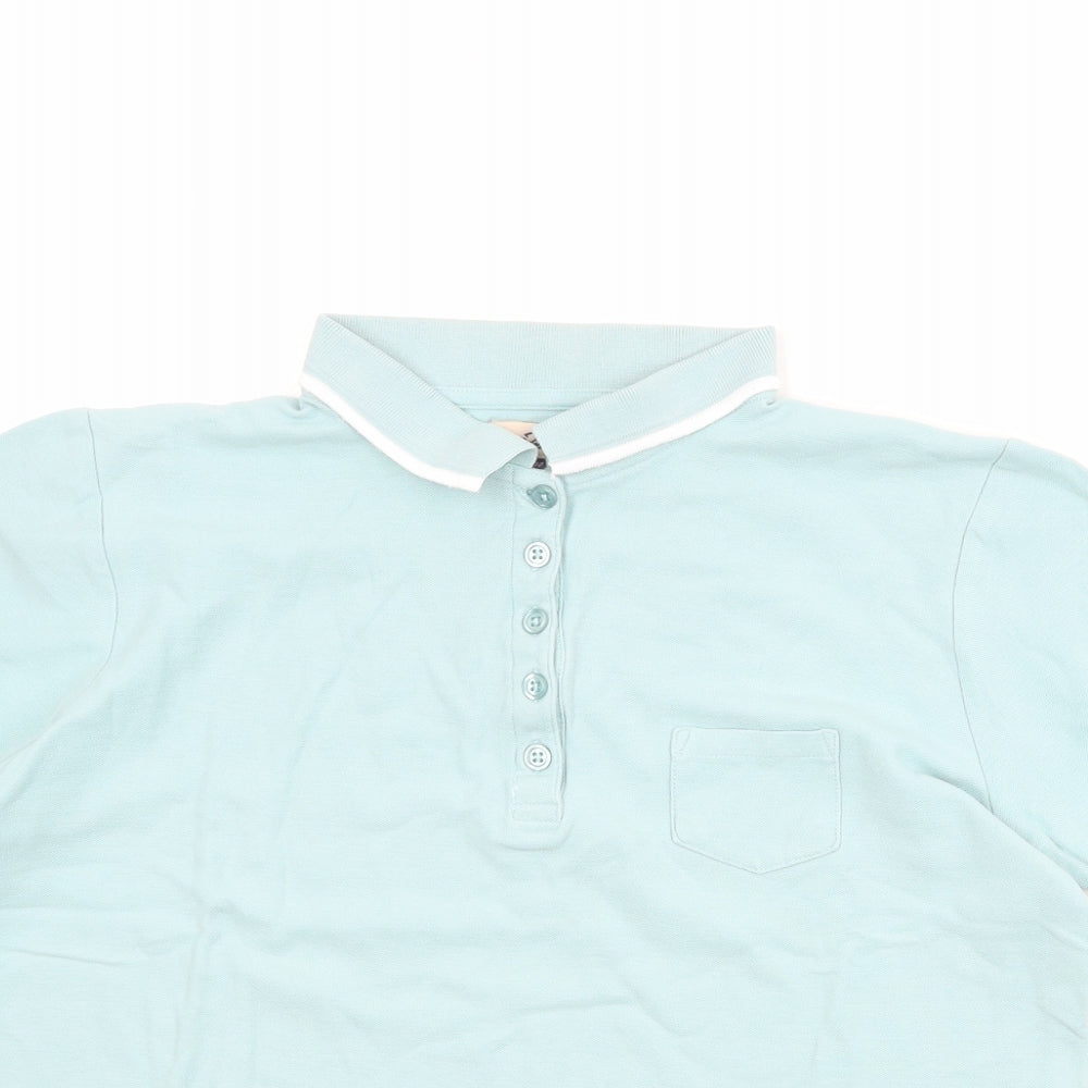 Arista Womens Blue 100% Cotton Basic Polo Size 12 Collared - Size 12/14