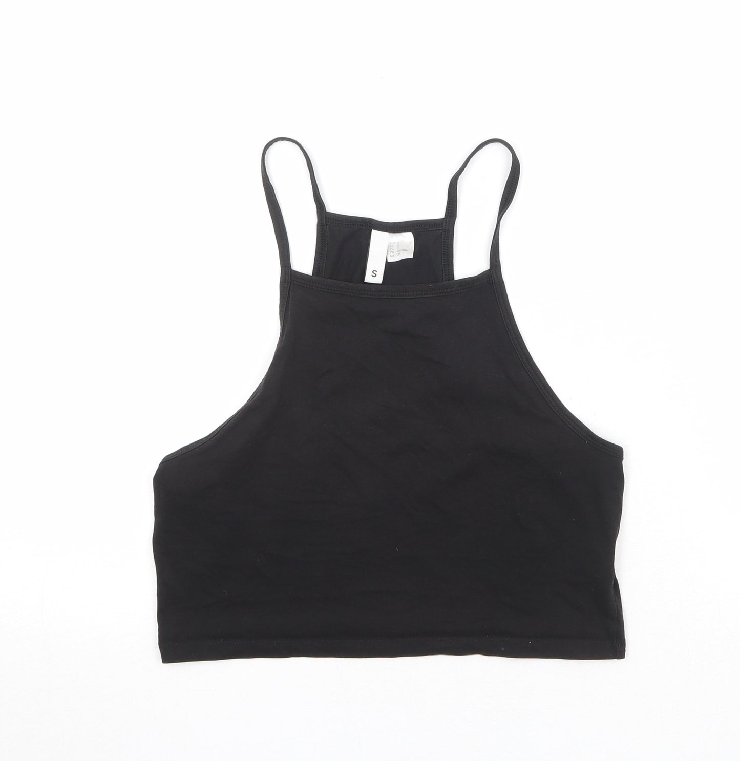Divided by H&M Womens Black Cotton Cropped Tank Size S Square Neck