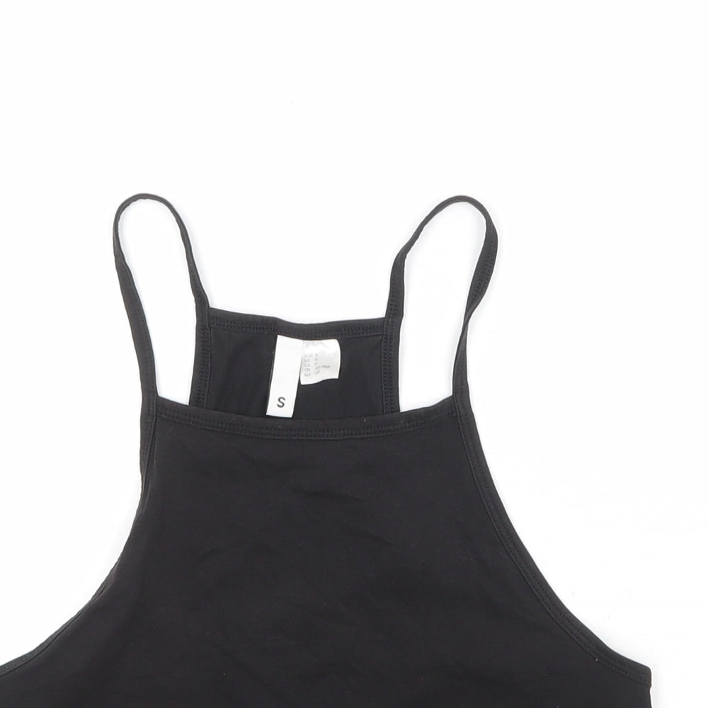 Divided by H&M Womens Black Cotton Cropped Tank Size S Square Neck