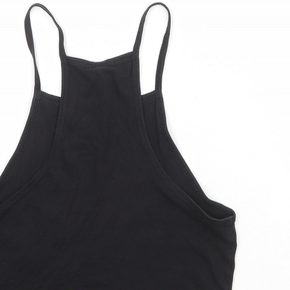 Divided by H&M Womens Black Cotton Cropped Tank Size S Square Neck