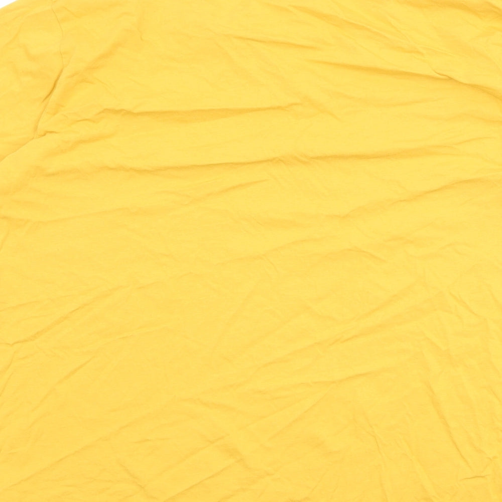 Moncat Mens Yellow Cotton T-Shirt Size L Round Neck