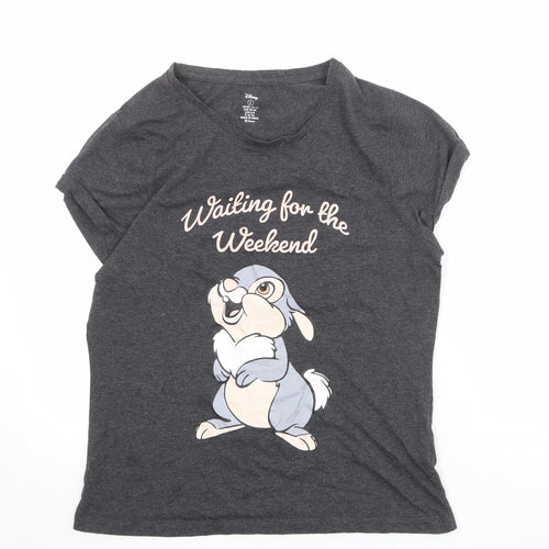 Disney Womens Green Cotton Basic T-Shirt Size S Round Neck - Waiting for the Weekend