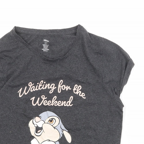 Disney Womens Green Cotton Basic T-Shirt Size S Round Neck - Waiting for the Weekend