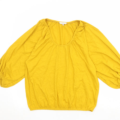 NEXT Womens Yellow Cotton Basic Blouse Size 12 Round Neck