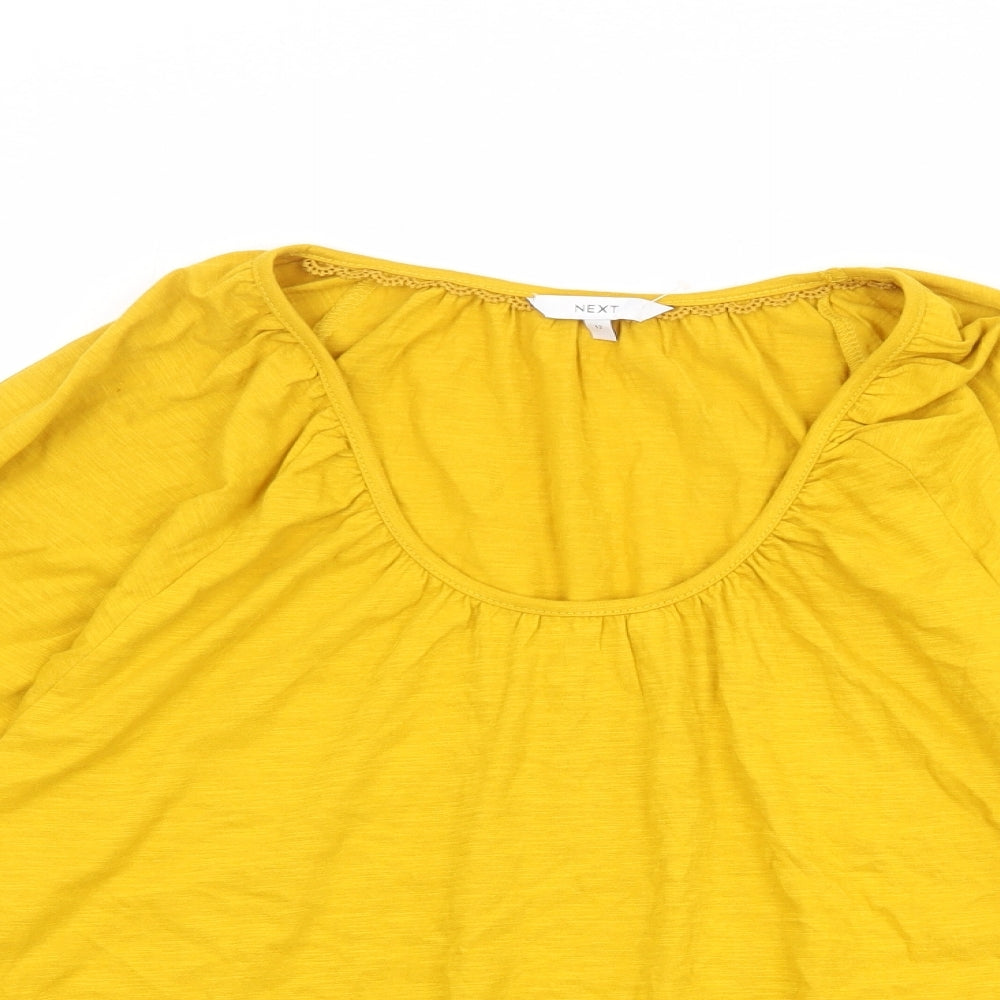 NEXT Womens Yellow Cotton Basic Blouse Size 12 Round Neck