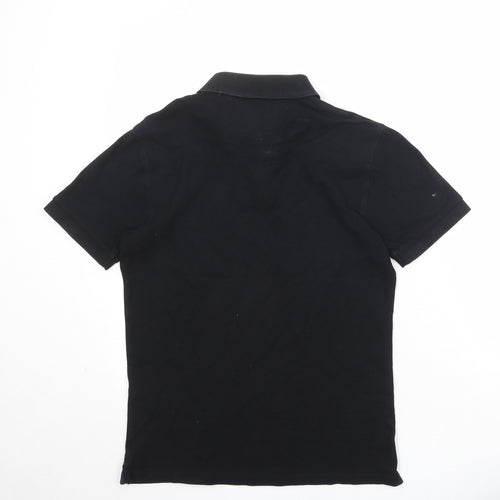 Marks and Spencer Mens Black Cotton Polo Size S Collared Button