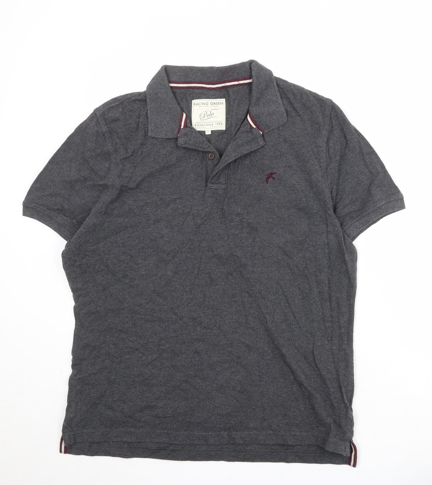 Racing Green Mens Green 100% Cotton Polo Size L Collared Pullover