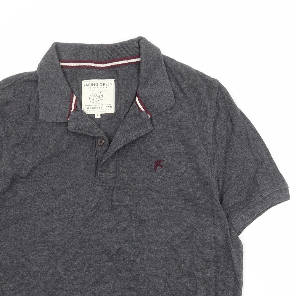 Racing Green Mens Green 100% Cotton Polo Size L Collared Pullover