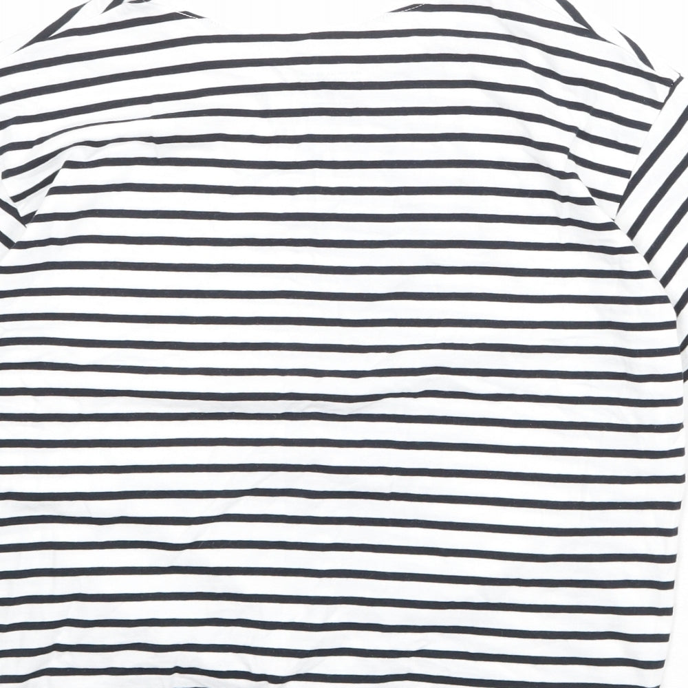 H&M Girls Black Striped Polyester Basic T-Shirt Size 12-13 Years Round Neck Pullover - Size 12-14 Years