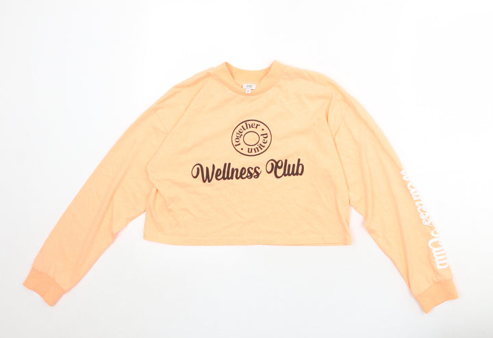 River Island Girls Orange Polyester Pullover Sweatshirt Size 11-12 Years Pullover - Cropped