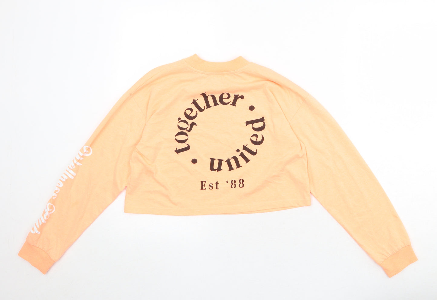River Island Girls Orange Polyester Pullover Sweatshirt Size 11-12 Years Pullover - Cropped