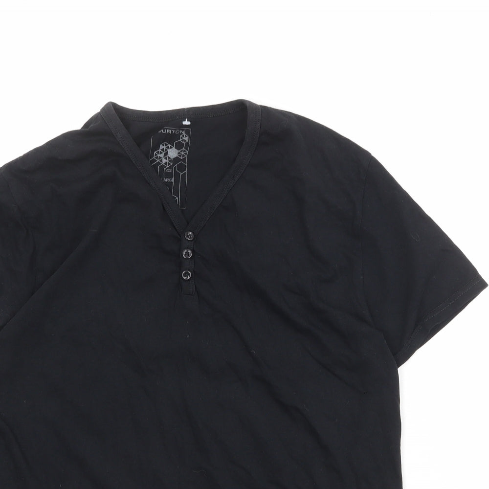 Burton Mens Black Cotton T-Shirt Size L V-Neck
