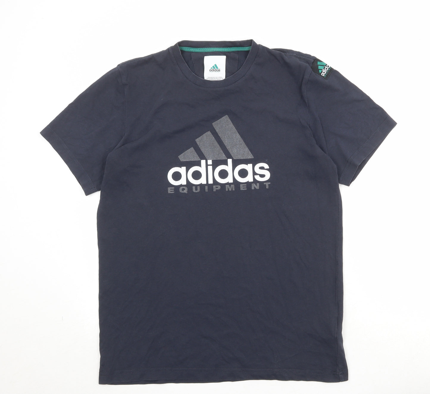 adidas Mens Blue Cotton T-Shirt Size M Round Neck