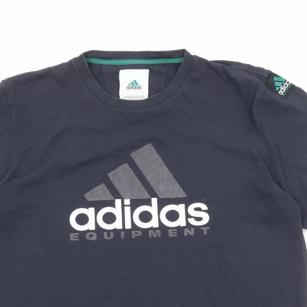 adidas Mens Blue Cotton T-Shirt Size M Round Neck