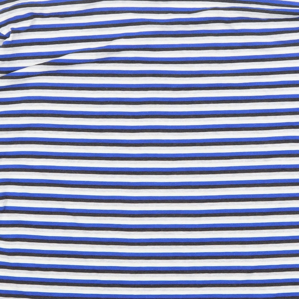 Alexandra Womens Blue Striped Polyester Basic T-Shirt Size 18 Round Neck