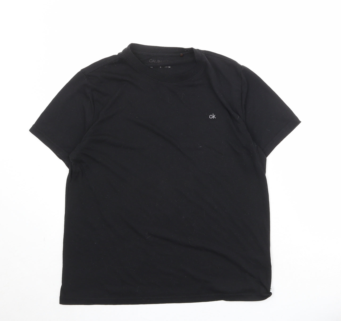 Calvin Klein Mens Black Polyester T-Shirt Size L Round Neck