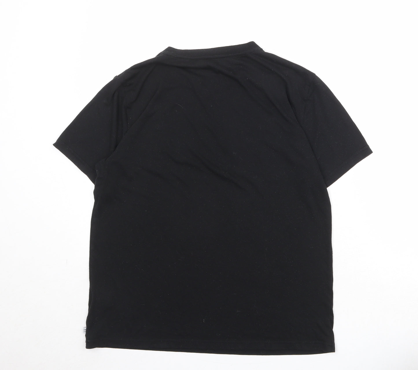 Calvin Klein Mens Black Polyester T-Shirt Size L Round Neck