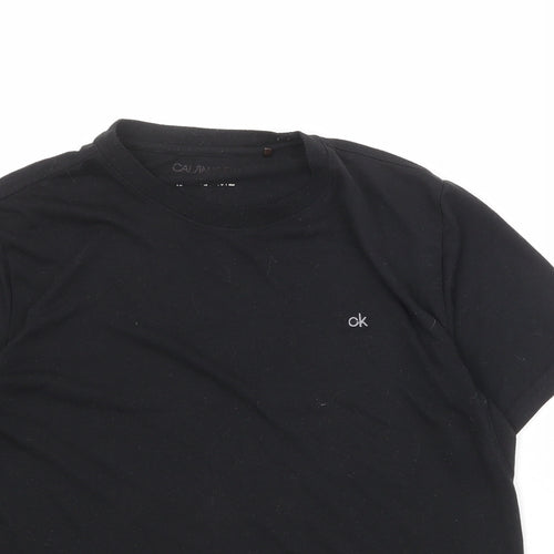 Calvin Klein Mens Black Polyester T-Shirt Size L Round Neck