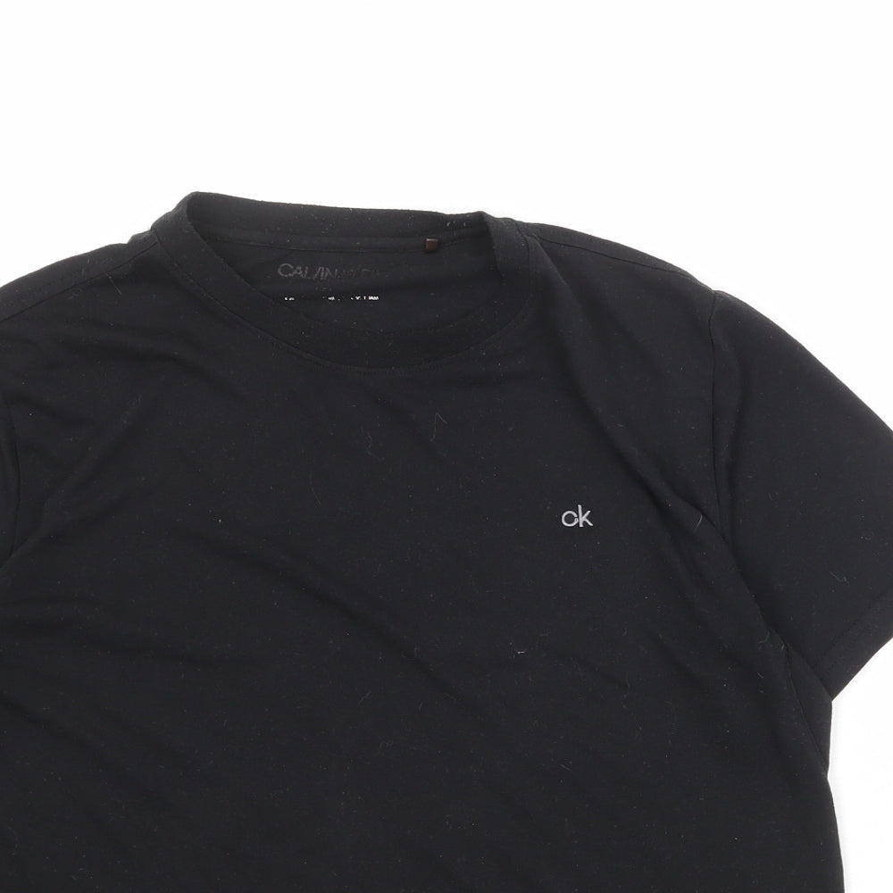 Calvin Klein Mens Black Polyester T-Shirt Size L Round Neck
