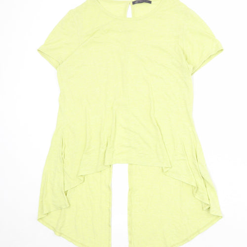 Marks and Spencer Womens Yellow Viscose Basic T-Shirt Size 12 Round Neck