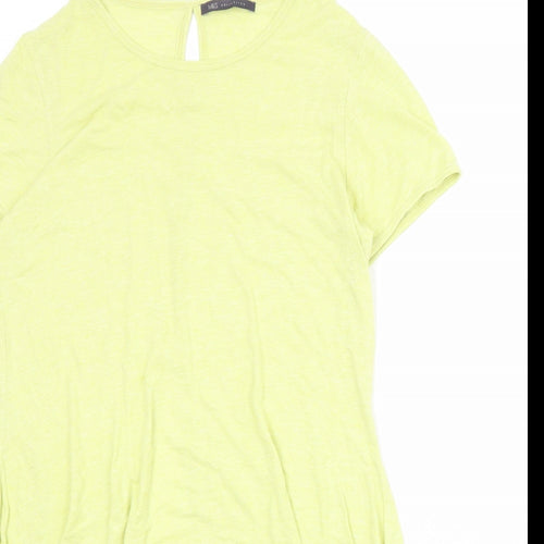 Marks and Spencer Womens Yellow Viscose Basic T-Shirt Size 12 Round Neck