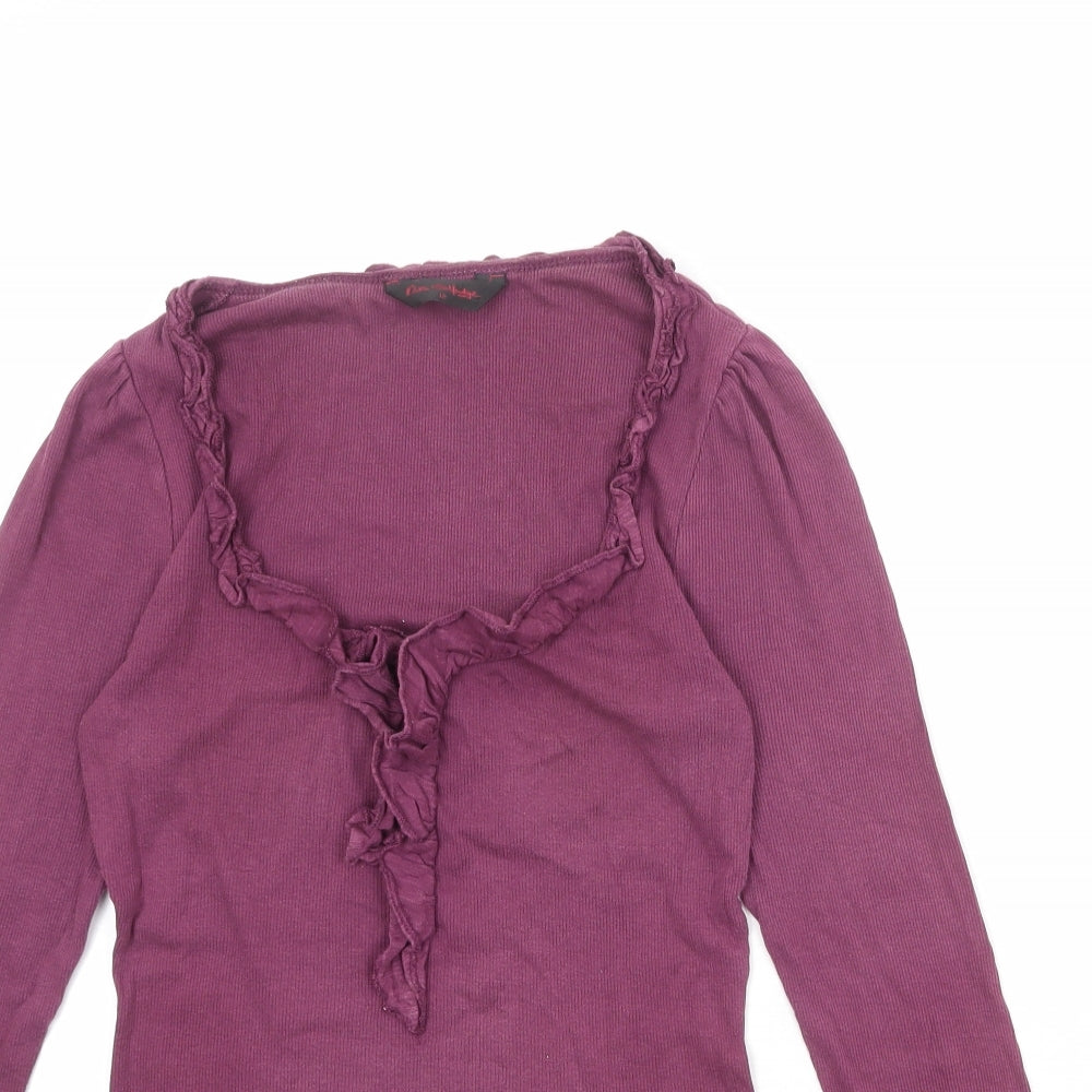Miss Selfridge Womens Purple 100% Cotton Basic T-Shirt Size 12 Round Neck