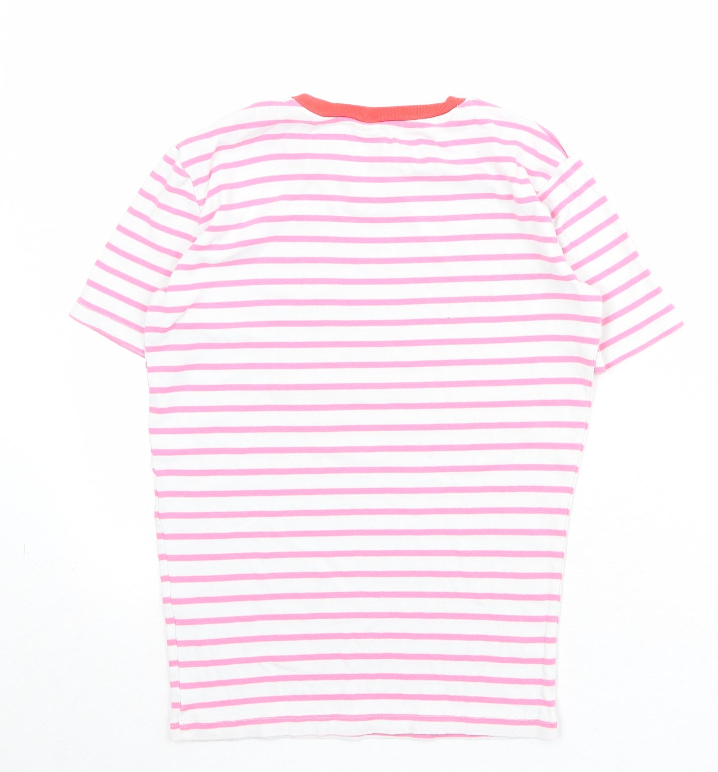 Mini Boden Girls Pink Striped Cotton Basic T-Shirt Size 13 Years Round Neck Pullover