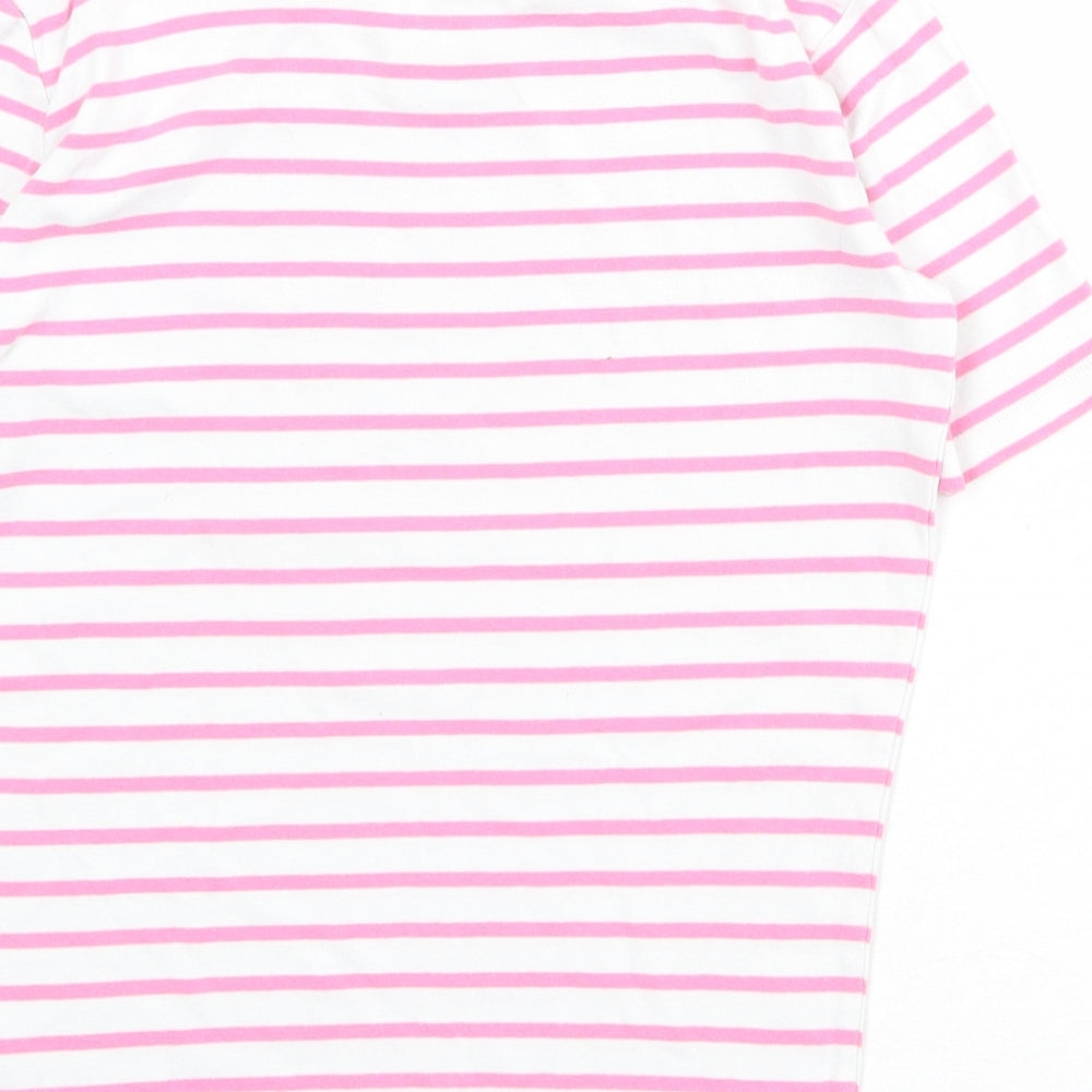 Mini Boden Girls Pink Striped Cotton Basic T-Shirt Size 13 Years Round Neck Pullover