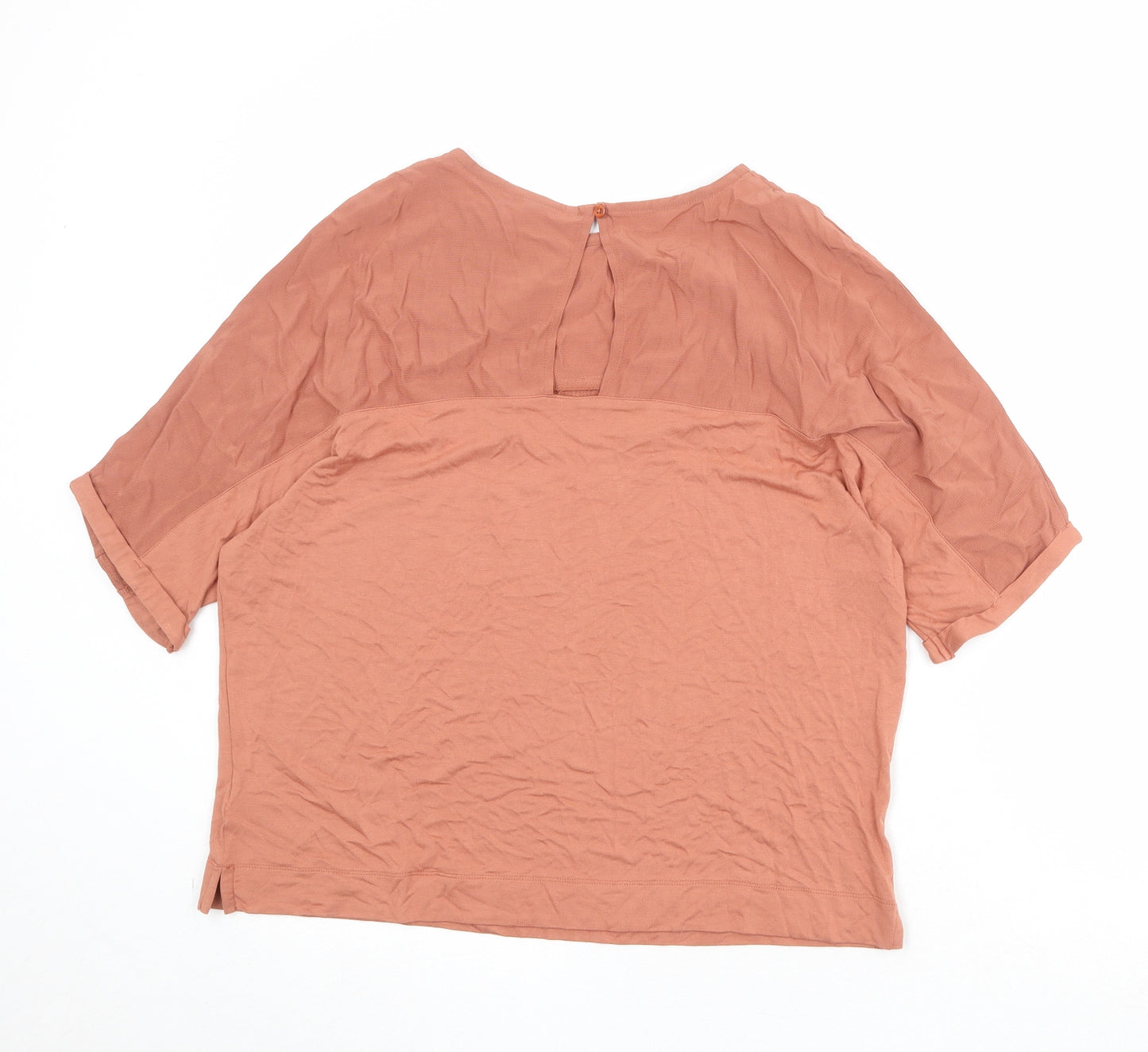 NEXT Womens Orange Viscose Basic T-Shirt Size 10 Round Neck