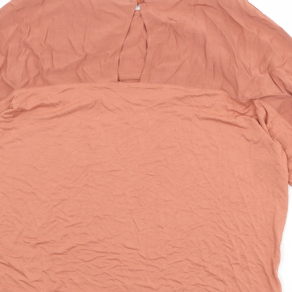 NEXT Womens Orange Viscose Basic T-Shirt Size 10 Round Neck
