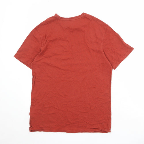 Marks and Spencer Mens Red Cotton T-Shirt Size S Round Neck