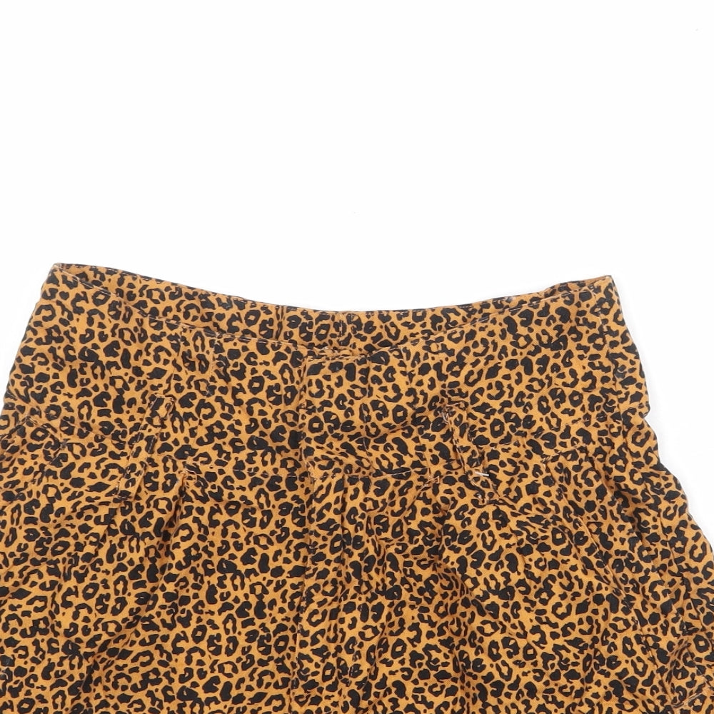 Topshop Womens Orange Animal Print Viscose Basic Shorts Size 8 Regular Zip - Leopard Print