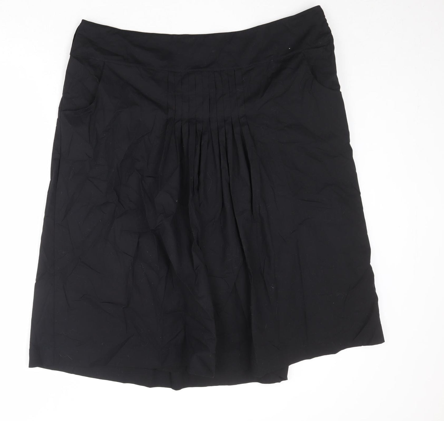 Monsoon Womens Black Cotton Swing Skirt Size 20 Zip