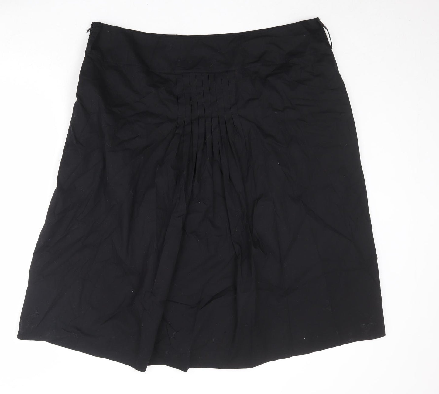 Monsoon Womens Black Cotton Swing Skirt Size 20 Zip