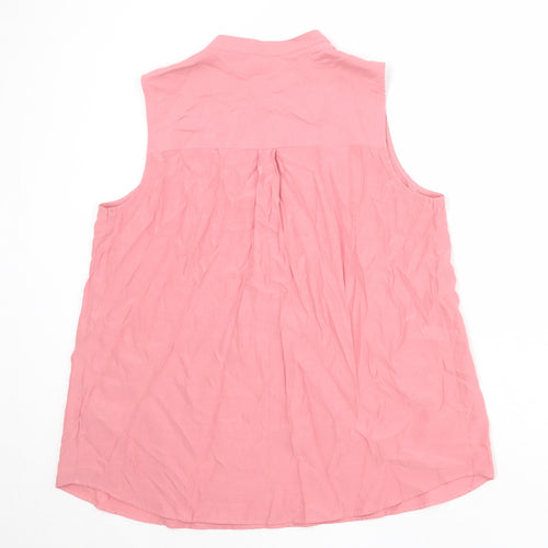 Marks and Spencer Womens Pink Viscose Basic Blouse Size 16 V-Neck