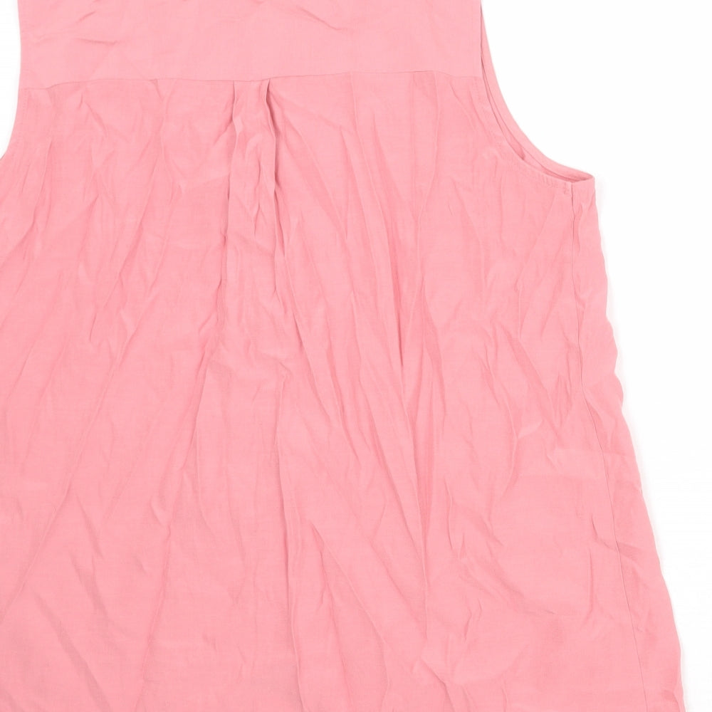 Marks and Spencer Womens Pink Viscose Basic Blouse Size 16 V-Neck