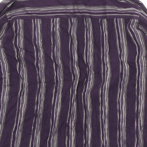 Marks and Spencer Womens Purple Striped Cotton Basic Button-Up Size 18 Collared