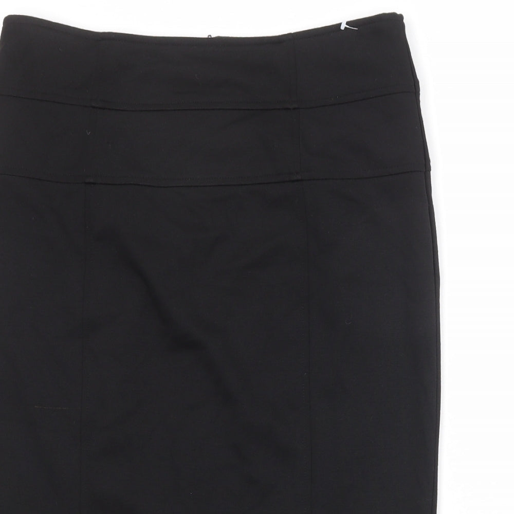 David Emanuel Womens Black Polyester Straight & Pencil Skirt Size 12 Zip