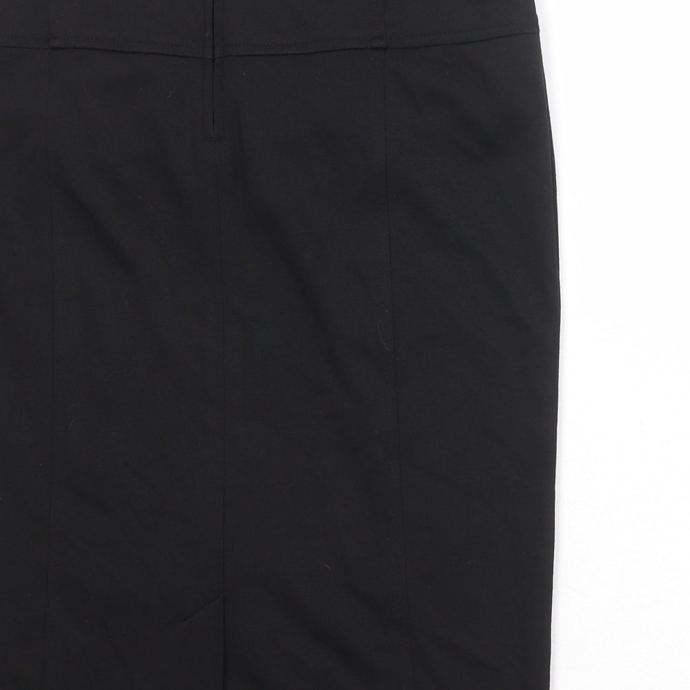 David Emanuel Womens Black Polyester Straight & Pencil Skirt Size 12 Zip