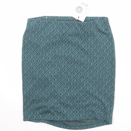 COTTON CLUB Womens Green Geometric Polyester Bandage Skirt Size M