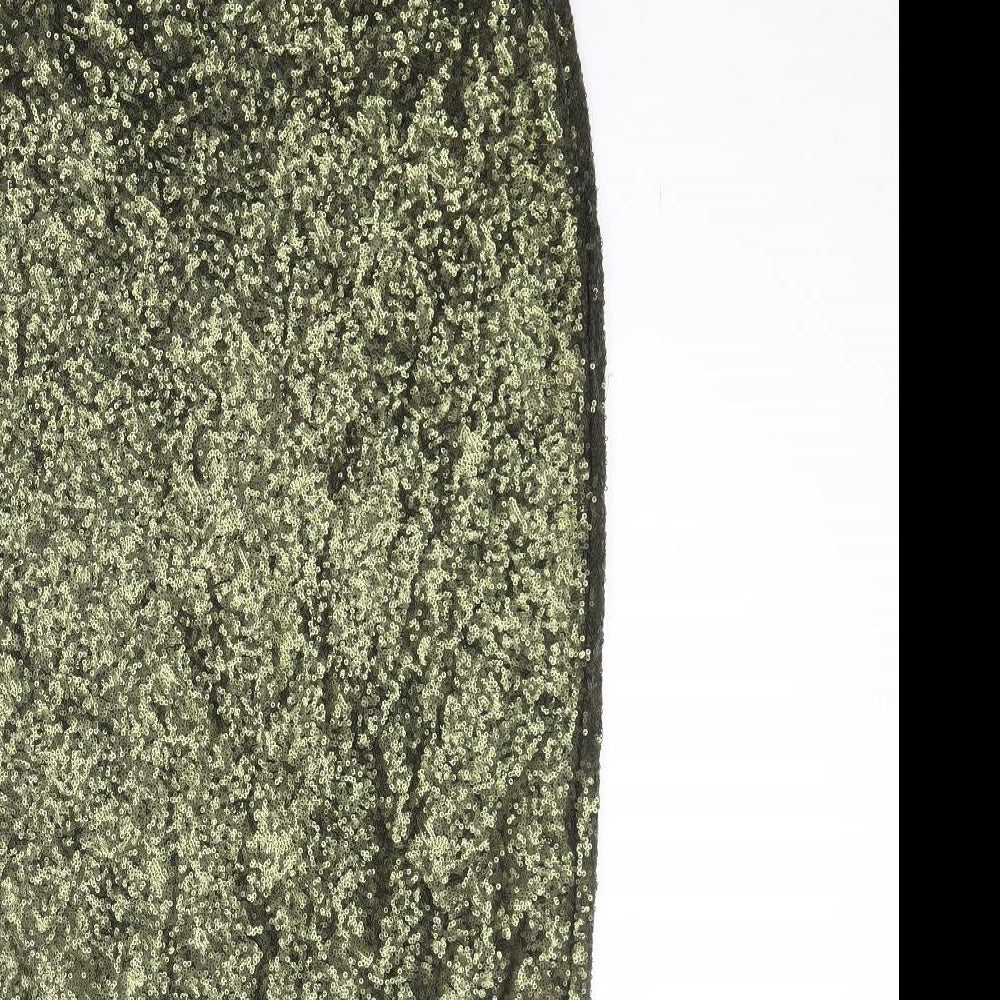 ASOS Womens Gold Polyester A-Line Skirt Size 12 Zip