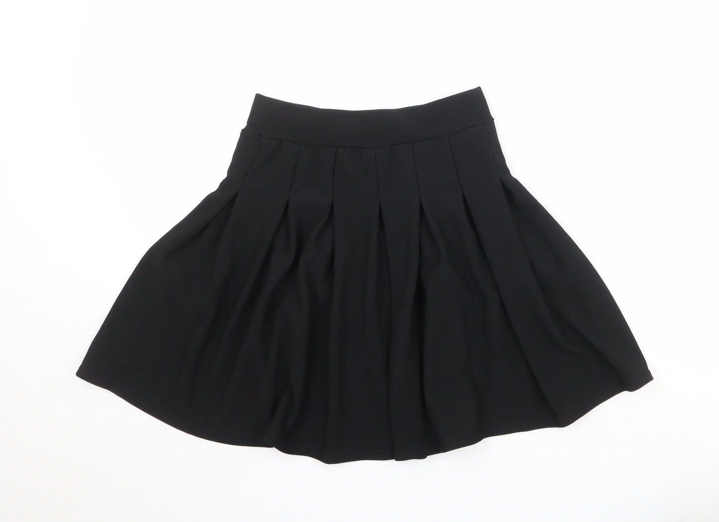 PRETTYLITTLETHING Womens Black Polyester Pleated Skirt Size 8