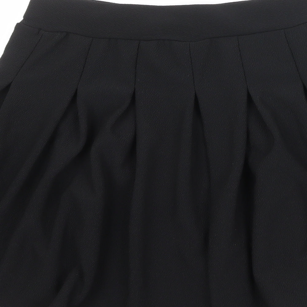 PRETTYLITTLETHING Womens Black Polyester Pleated Skirt Size 8