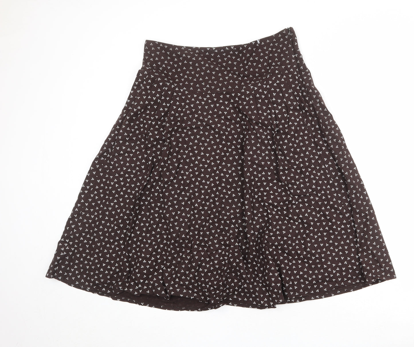 Laura Ashley Womens Brown Geometric Cotton Swing Skirt Size 14 Zip