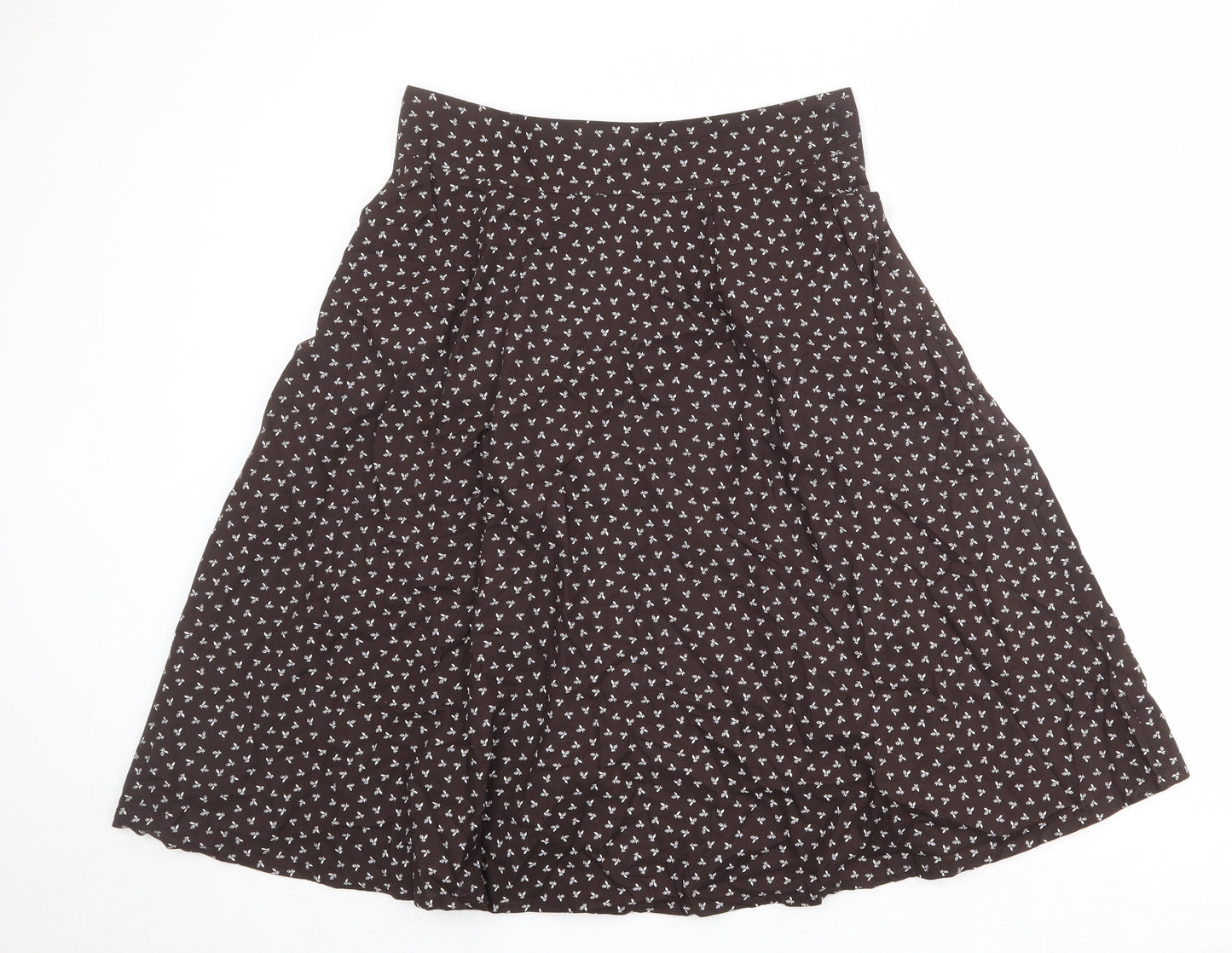 Laura Ashley Womens Brown Geometric Cotton Swing Skirt Size 14 Zip