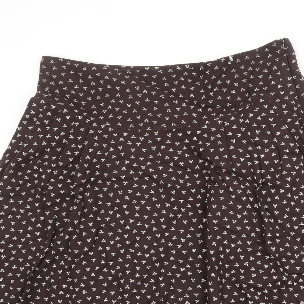 Laura Ashley Womens Brown Geometric Cotton Swing Skirt Size 14 Zip