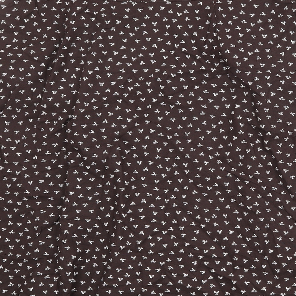 Laura Ashley Womens Brown Geometric Cotton Swing Skirt Size 14 Zip