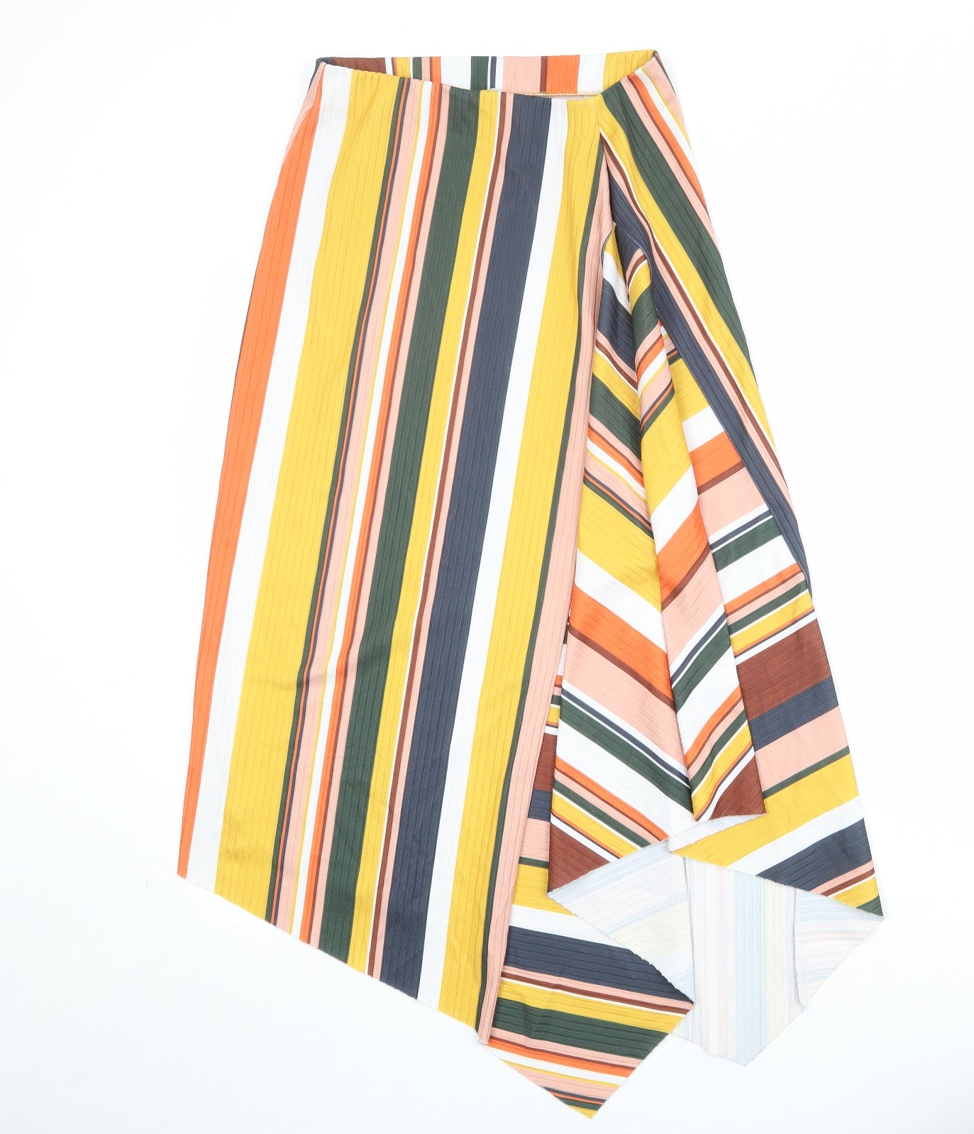 Zara Womens Multicoloured Striped Polyester Swing Skirt Size S